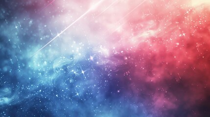 Smoky red white blue hues with light beams and luminous star shapes
