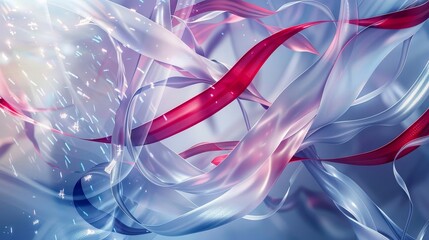 Wallpaper with blue to silver gradient and semi-transparent ribbons