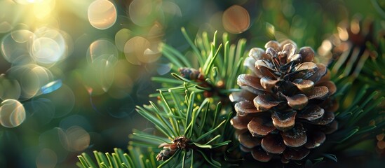 Leinwandbilder - A pinecone Christmas ornament on a background suitable for adding text or graphics creating an attractive copy space image