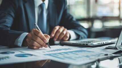 Canvas Print - Businessman Analyzing Financial Data