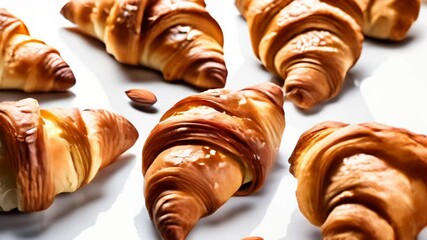 Canvas Print -  Deliciously flaky croissants ready to be savored