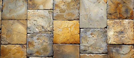 Fototapete - Stone tile pattern background with complimentary copy space image for product placement or ad design