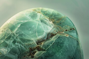 Wall Mural - A close-up of a polished amazonite gemstone, highlighting its soft green color and natural patterns, 