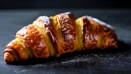 Canvas Print -  Deliciously flaky croissant ready to be savored