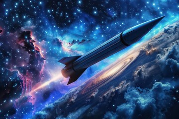 Wall Mural - sleek modern rocket soaring through starry space futuristic aigenerated digital illustration