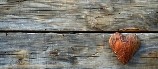 Poster - Copy space image of a heart displayed on a rustic wooden backdrop