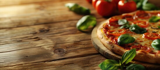 Poster - Pizza on a restaurant table with a copy space image