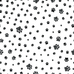 Wall Mural - Doodle black paw prints pattern