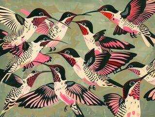 Poster - seamless pattern with birds