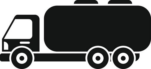 Poster - Black silhouette of a big tank trailer truck delivering oil, gas or other petroleum products