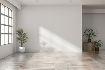 Wall Mural - Scandinavian Simplicity: A 3D Rendering of a Blank Canvas Room.