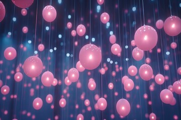 Sticker - Abstract pink orbs with futuristic elements, creating a vibrant and dynamic visual effect.