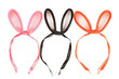 © Rahnumas - Set collection of Colourful dot stripes pattern bunny rabbit hare ears headband headgear on transparent background cutout file. Many different colours. Mockup template for artwork design