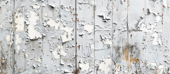 Wall Mural - Vintage distressed metal with peeling white paint providing a grungy backdrop or texture for copy space image