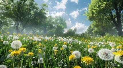 Wall Mural - Dandelion Meadow in Summer.