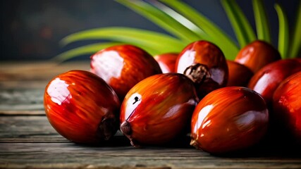 Wall Mural -  Vibrant red onions on rustic wooden surface