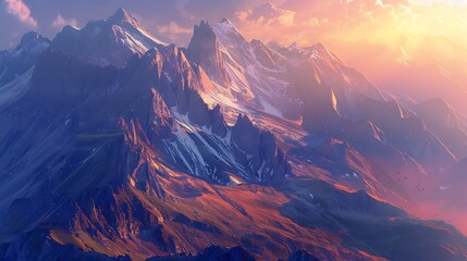 Poster - Majestic Mountain Landscape at Sunset