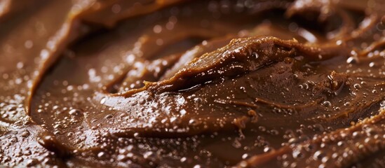 Poster - Close up shot featuring the rich textured nut butter as a background with ample copy space image