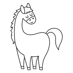 Wall Mural - outline cartoon horse isolated