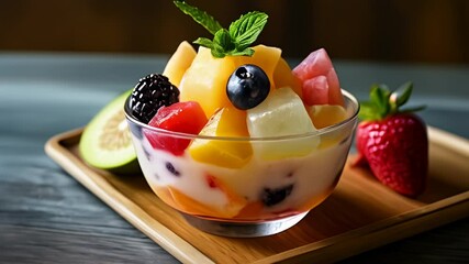 Canvas Print -  Fresh fruit salad a vibrant and healthy delight