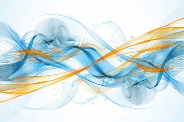 Wall Mural - abstract digital art with flowing blue and gold waves, symbolizing movement and energy, set against 