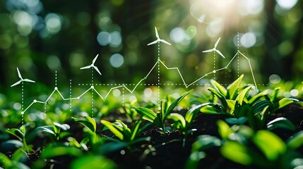 Wall Mural - stock chart graphics related to future energy