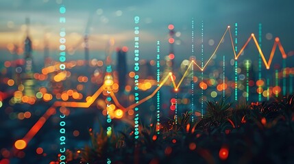 Wall Mural - stock chart graphics related to future energy