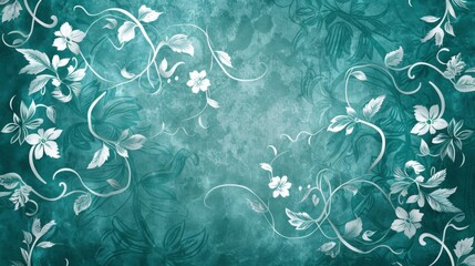 Wall Mural - teal floral pattern background.