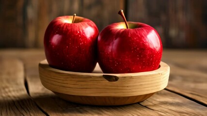 Sticker -  A pair of fresh apples in a wooden bowl