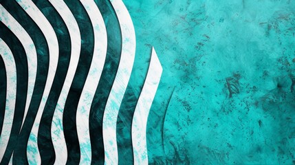 Wall Mural - abstract turquoise and white curved lines background.