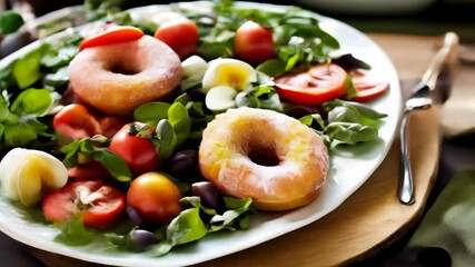 Sticker -  Deliciously deceptive  A salad that looks like a donut feast