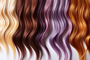 Wall Mural - Shiny, natural hair extensions in various colors