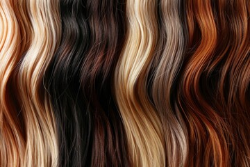 Wall Mural - Shiny, natural hair extensions in various colors