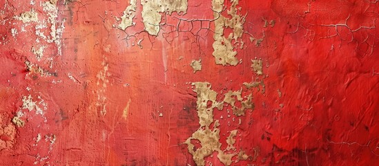 Canvas Print - Rough plaster texture on a stained red wall creates a grunge background with copy space image