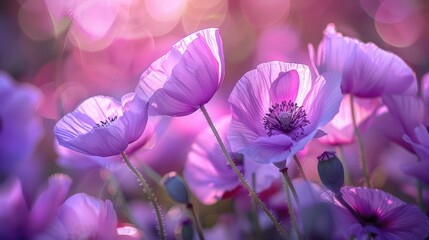 Sticker - Purple poppy blossoms in a field