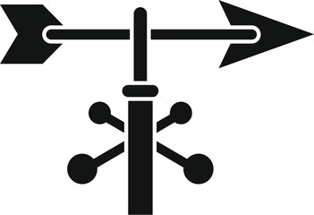 Sticker - Black and white icon of a weather vane showing the direction of the wind