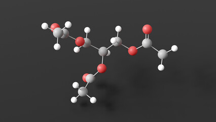 Sticker - triacetin molecule 3d, molecular structure, ball and stick model, structural chemical formula e1518