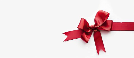 Canvas Print - White background with a red ribbon bow for a copy space image is available