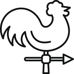 Wall Mural - Black and white line art of a rooster weather vane showing the direction of the wind