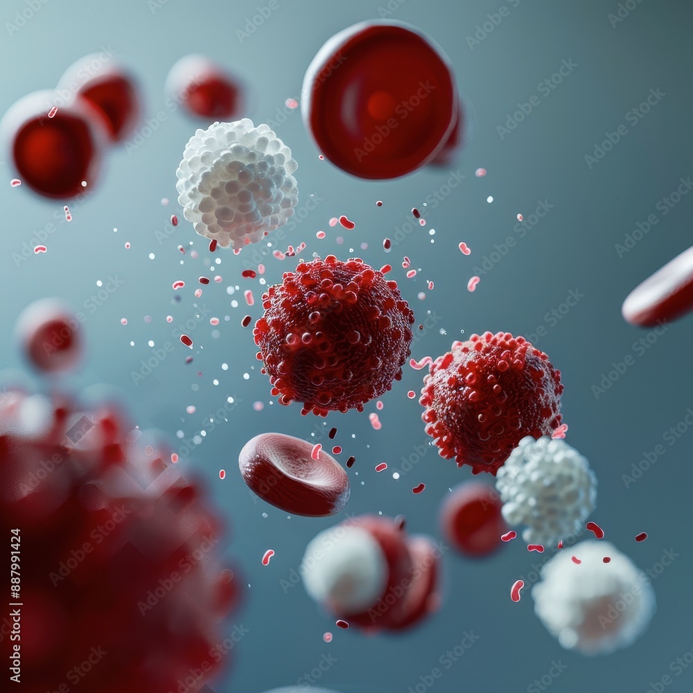 Artistic depiction of white blood cells attacking a virus, Human body ...