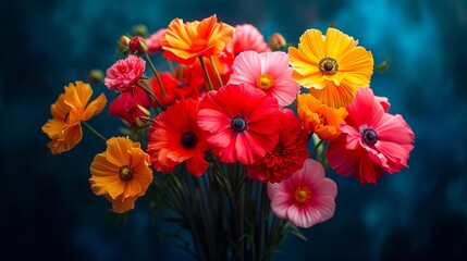 Wall Mural - A vase of colorful flowers.