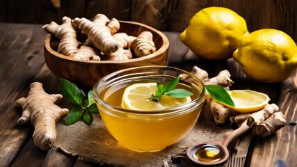 Wall Mural -  Nourishing ginger lemon elixir a zesty boost of health