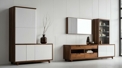 single aesthetic cabinet furniture isolated in pure wh background