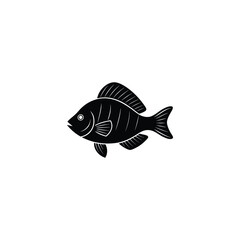 Wall Mural - bluegill fish, vector illustration, black silhouette