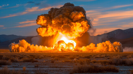 Wall Mural - Tactical nuclear weapon test in desert