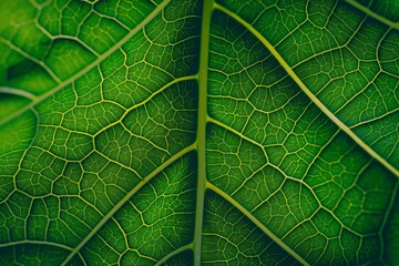 A leaf with veins and a green color. The veins are visible and the leaf is very detailed