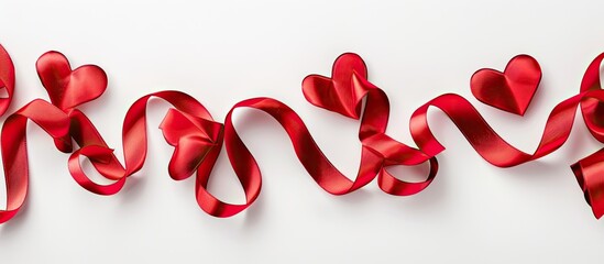 Wall Mural - Heart shaped ribbons on white background ideal for valentine s day with copy space image