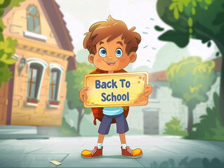 Wall Mural - Back to school background with boy