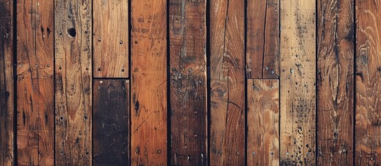 Poster - Vertical brown wooden boards providing a textured backdrop with copy space image possibility