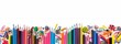© Maxim Borbut - The banner shows school supplies and has copy space on the white background. The banner depicts a back to school theme.